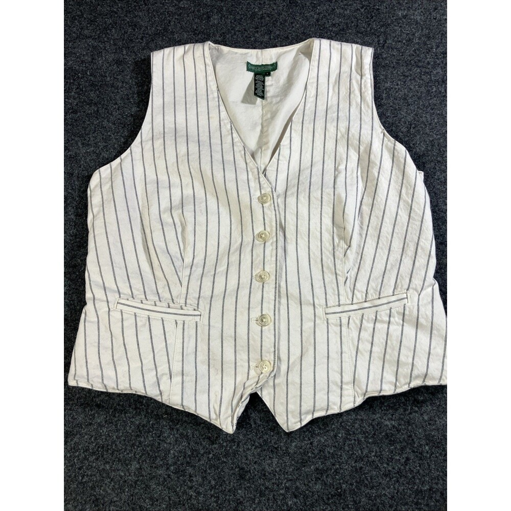 Ralph Lauren Lauren Jeans Co Pinstripe Vest White Black Menswear Y2K Size L